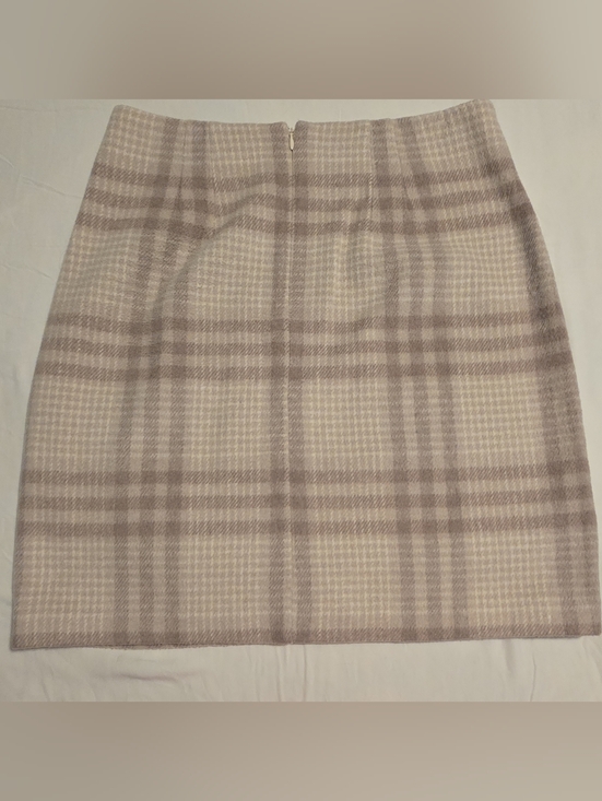 Plaid A-Line Skirt in Beige and Taupe - Picture 2 of 4